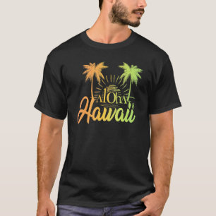 Aloha Hawaii Hawaiian Coconut Tree Beaches Summer  T-Shirt