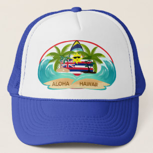 Aloha Hawaii Hawaiian Flag Trucker Hat