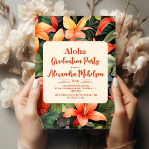 Aloha Hawaii Hawaiian Island Graduation Party Invitation