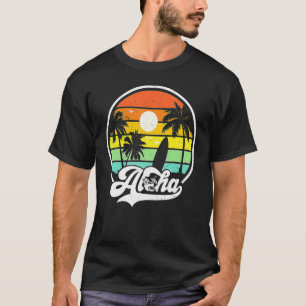 Aloha Hawaii Hawaiian Island  Palm Beach Surfboard T-Shirt