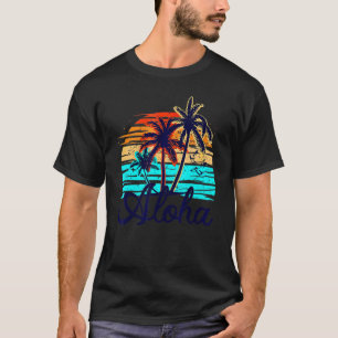 Aloha Hawaii Hawaiian Island  Palm Beach Surfboard T-Shirt
