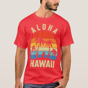 Aloha Hawaii Hawaiian Island  Palm Beach Surfboard T-Shirt