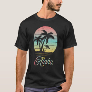 Aloha Hawaii Hawaiian Island Palm Beach Surfboard  T-Shirt