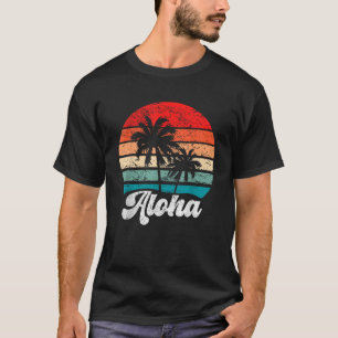 Aloha Hawaii Hawaiian Island Palm Tree Beach Retro T-Shirt