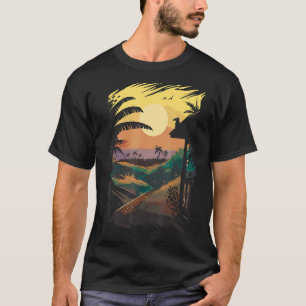 Aloha Hawaii Hawaiian Island Palm Trees Beach T-Shirt