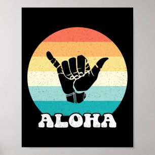 Aloha Hawaii Hawaiian Island Shaka Hand Sign Retro
