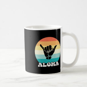 Aloha Hawaii Hawaiian Island Shaka Hand Sign Retro Coffee Mug