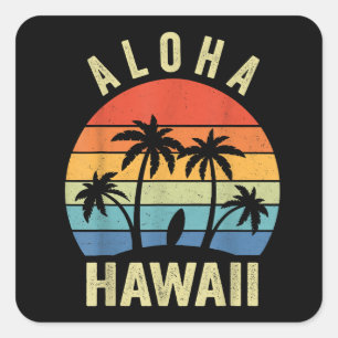 Aloha Hawaii Hawaiian Island Shirt Palm Beach Surf Square Sticker