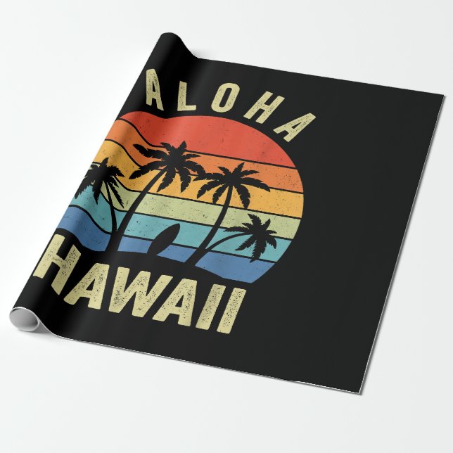 Aloha Hawaii Hawaiian Island Shirt Palm Beach Surf Wrapping Paper (Unrolled)