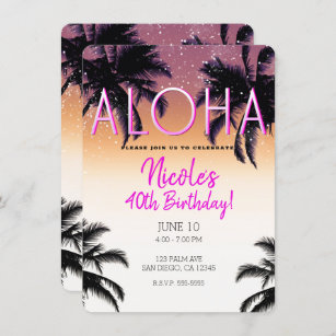 Aloha Hawaii Hawaiian Island Summer Birthday Party Invitation