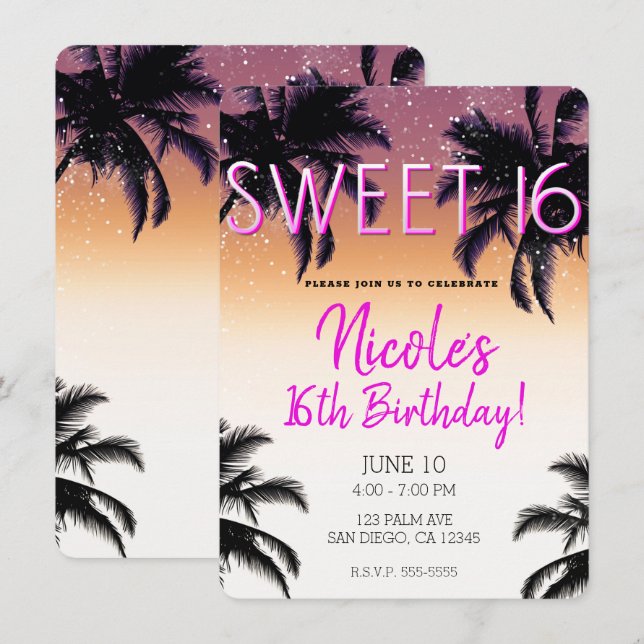 Aloha Hawaii Hawaiian Island Summer Sweet 16 Invitation (Front/Back)