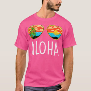 Aloha Hawaii Hawaiian Island Sunglasses Palm Trees T-Shirt