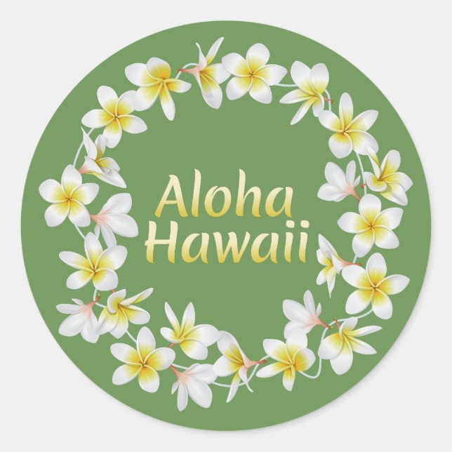 Aloha Hawaii. Hawaiian Island Traditional Necklace Classic Round Sticker (Front)