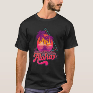 Aloha Hawaii Hawaiian Palm Tree Surf Beach 80s Vac T-Shirt