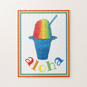 ALOHA Hawaii Hawaiian Rainbow Shave Shaved Ice Jigsaw Puzzle