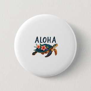 Aloha Hawaii Hawaiian-Shirt Turtle Hibiscus Kids G 6 Cm Round Badge