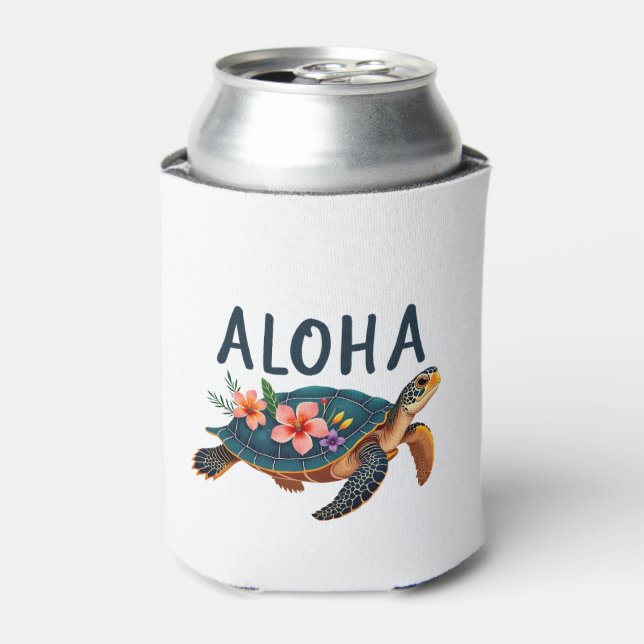Aloha Hawaii Hawaiian-Shirt Turtle Hibiscus Kids G Can Cooler (Can Front)