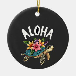 Aloha Hawaii Hawaiian-Shirt Turtle Hibiscus Kids G Ceramic Tree Decoration