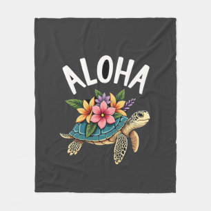 Aloha Hawaii Hawaiian-Shirt Turtle Hibiscus Kids G Fleece Blanket