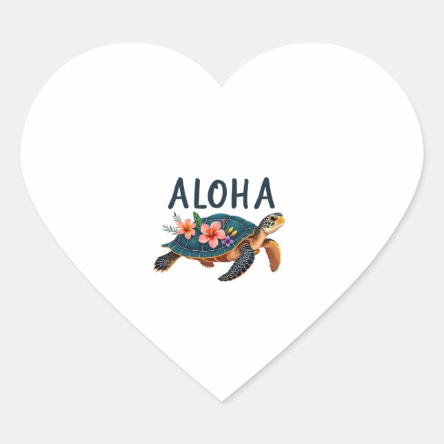 Aloha Hawaii Hawaiian-Shirt Turtle Hibiscus Kids G Heart Sticker (Front)