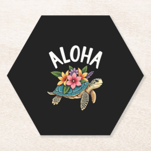 Aloha Hawaii Hawaiian-Shirt Turtle Hibiscus Kids G Paper Coaster
