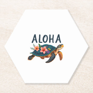 Aloha Hawaii Hawaiian-Shirt Turtle Hibiscus Kids G Paper Coaster