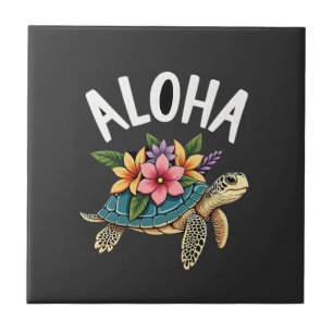 Aloha Hawaii Hawaiian-Shirt Turtle Hibiscus Kids G Tile