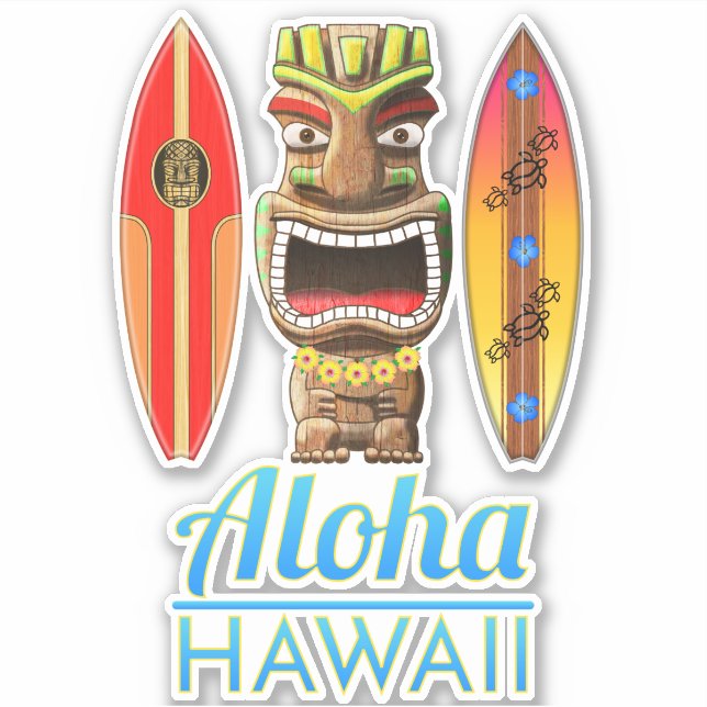 Aloha Hawaii Hawaiian Tiki Surfing (Front)