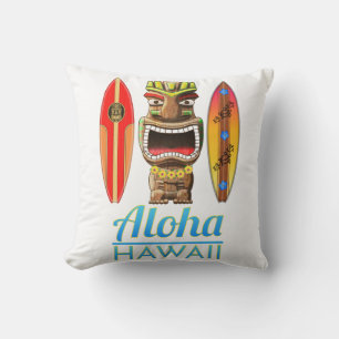 Aloha Hawaii Hawaiian Tiki Surfing Cushion