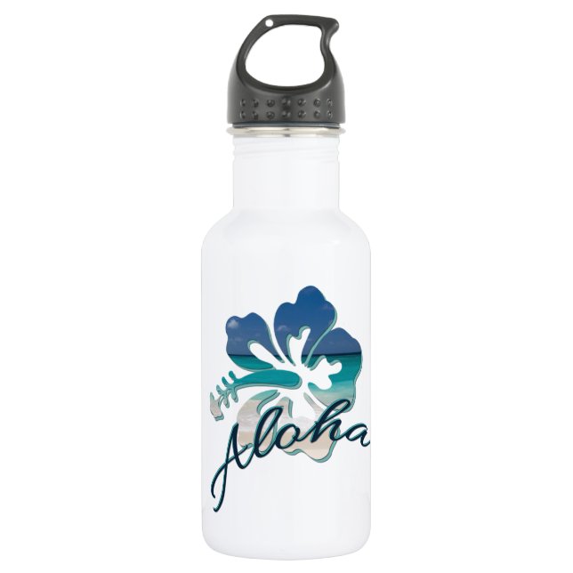 Aloha Hawaii Hibiscus Flower 532 Ml Water Bottle (Front)