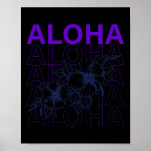 Aloha Hawaii Holiday Surfing Beach Tropical Hibisc Poster