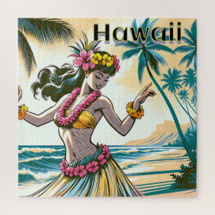 Aloha Hawaii Hula Dancer on the Beach Jigsaw Puzzle