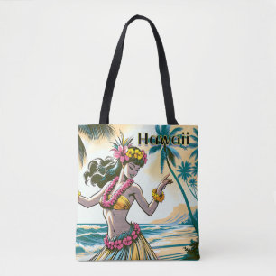 Aloha Hawaii Hula Dancer on the Beach Tote Bag