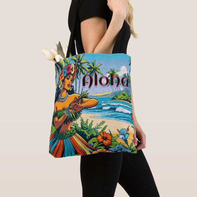 Aloha | Hawaii Hula Dancer on the Beach Tote Bag (Close Up)