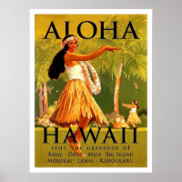 Aloha Hawaii, hula girl dance, vintage travel