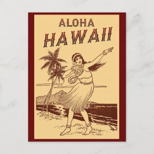 Aloha Hawaii Hula Girl Postcard