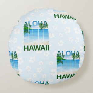Aloha Hawaii Island Summer Beach Round Cushion