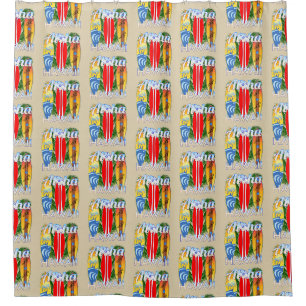 Aloha Hawaii Island Surfing Shower Curtain