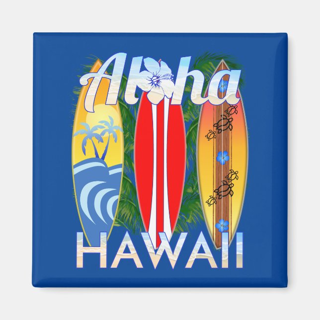 Aloha Hawaii Islands Surfing Magnet (Front)