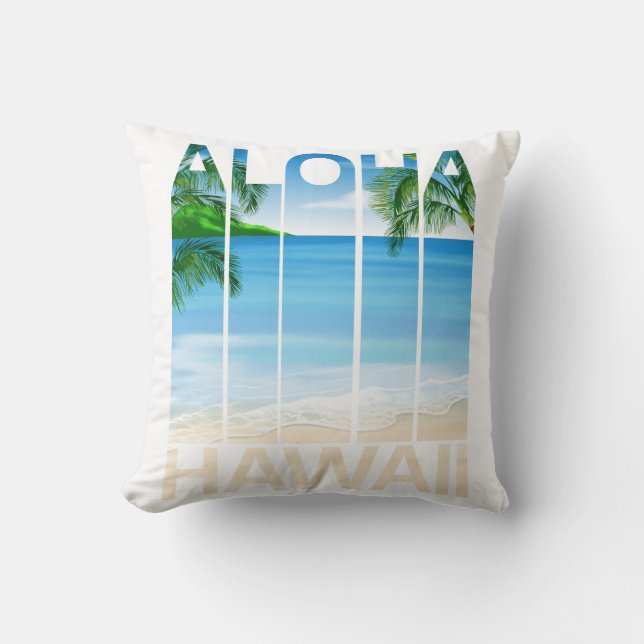 Aloha Hawaii Islands Tropical Beach Cushion (Front)