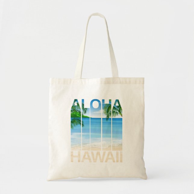 Aloha Hawaii Islands Tropical Beach Tote Bag (Front)
