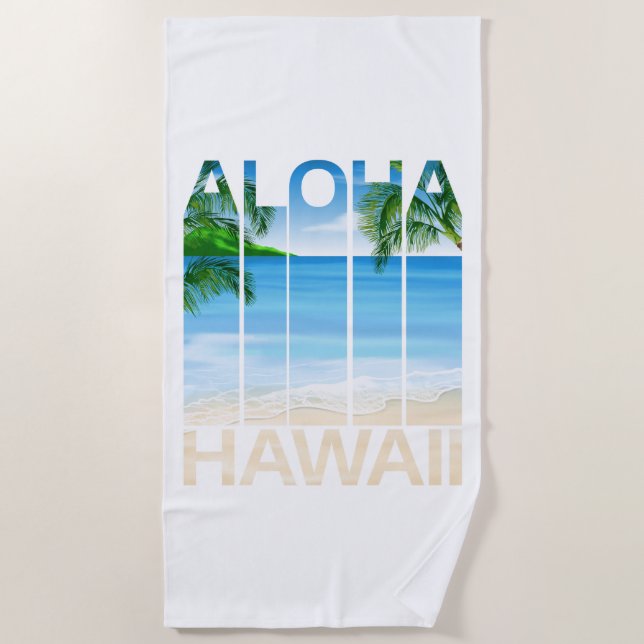 Aloha Hawaii Islands Tropical Beach Towel (Front)