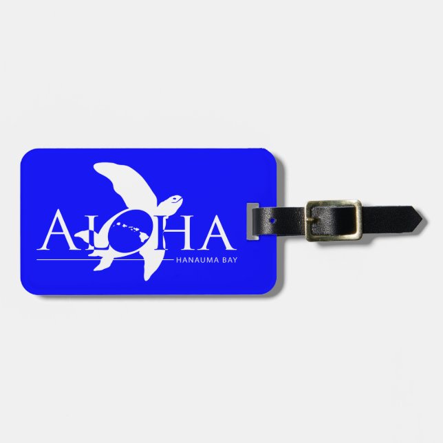 Aloha Hawaii Islands Turtle Luggage Tag (Front Horizontal)