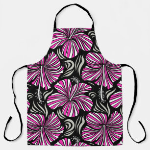 Aloha Hawaii, Luau Party invitation on black backg Apron