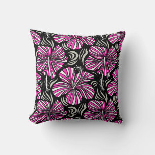 Aloha Hawaii, Luau Party invitation on black backg Cushion