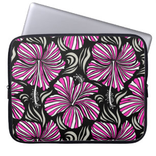 Aloha Hawaii, Luau Party invitation on black backg Laptop Sleeve