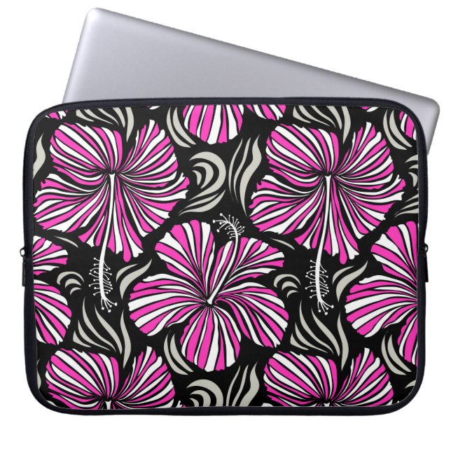 Aloha Hawaii, Luau Party invitation on black backg Laptop Sleeve (Front)