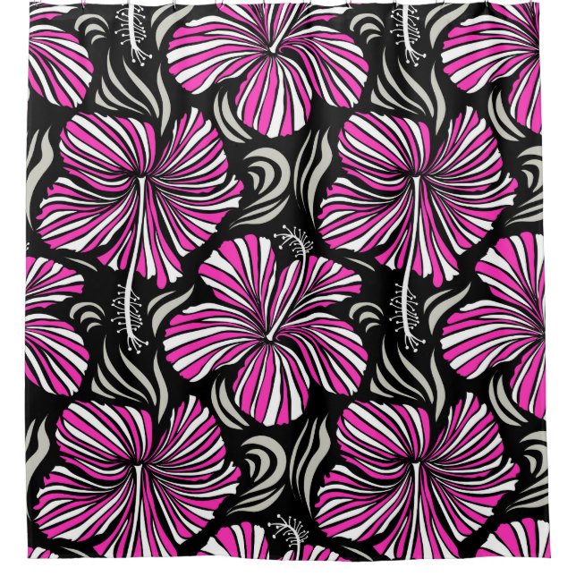 Aloha Hawaii, Luau Party invitation on black backg Shower Curtain (Front)