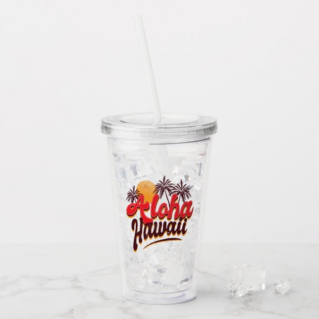 Aloha Hawaii Monogram Acrylic Tumbler (Front Ice)