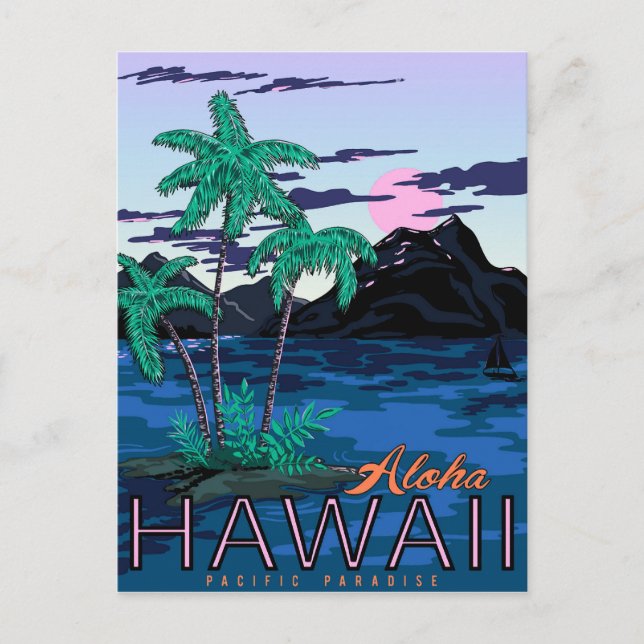 Aloha Hawaii, pacific paradise, vintage, travel Postcard (Front)